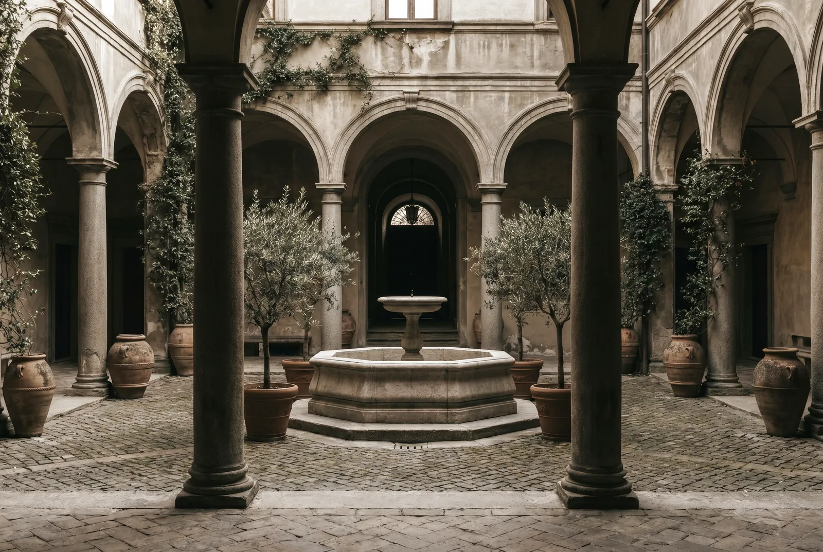 Courtyard of a boutique hotel in an Italian palazzo